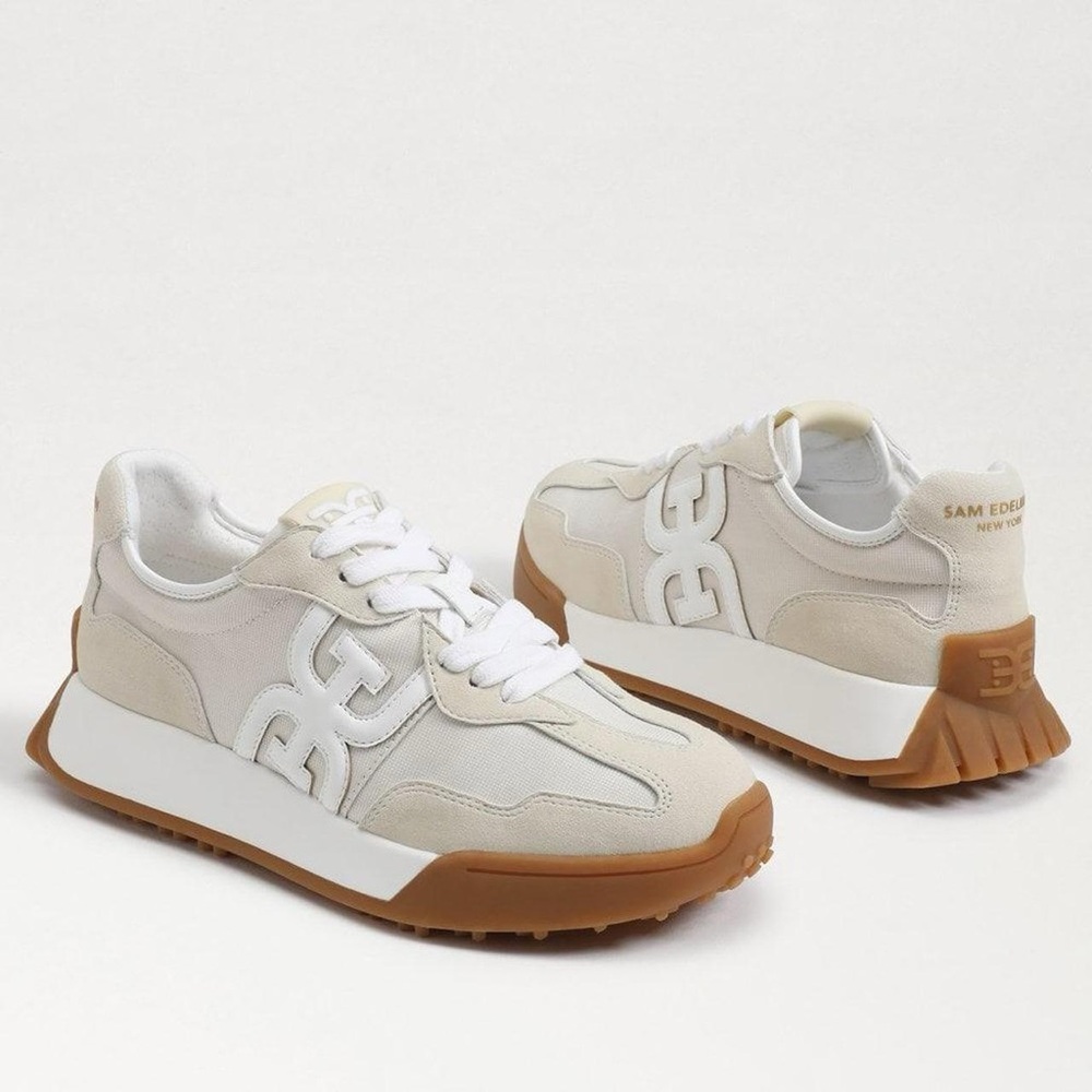 Sam Edelman Cream and Brown Casual Sneakers